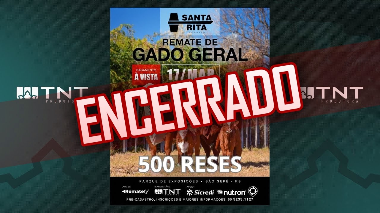 17/03 - Gado Geral Santa Rita Remates | 15h