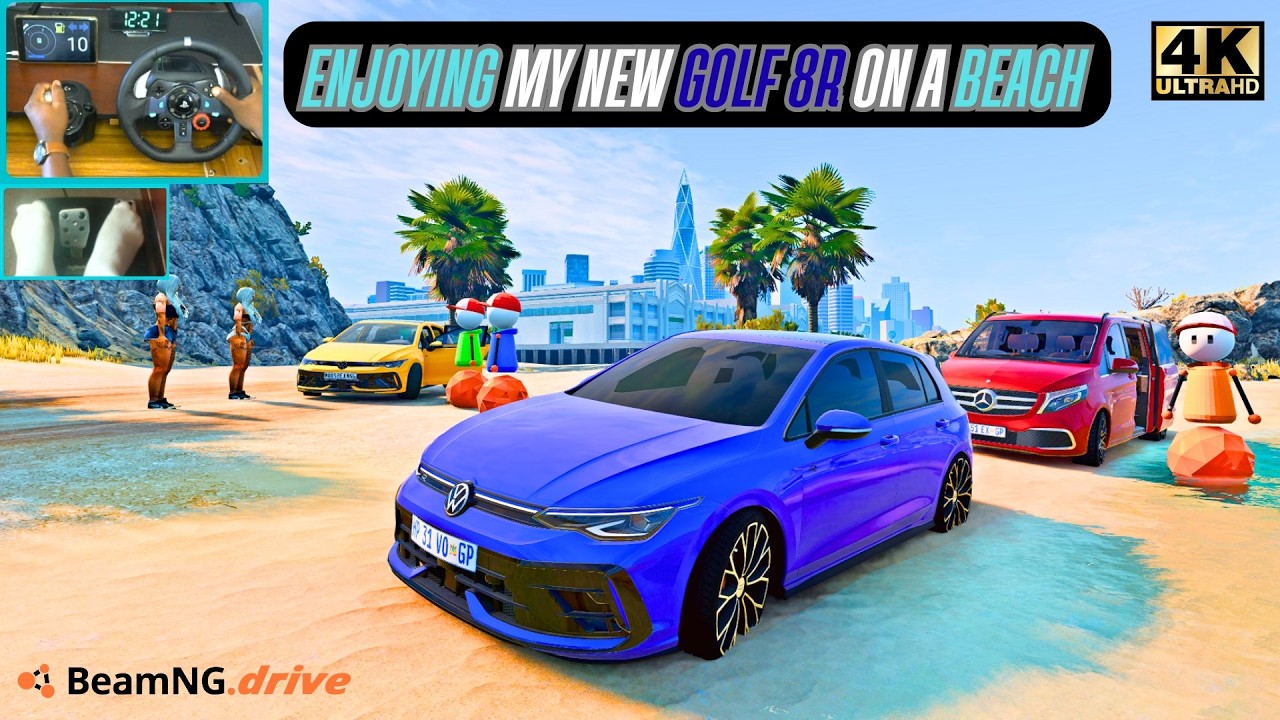 Автоколонна Golf 8R на пляже! 🌊🔥 Наслаждаюсь своей новой машиной и вечеринкой | BeamNG.drive | Lo...