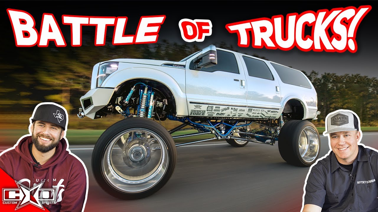 HUGE Custom Lifted Excursion VS. Custom F350 Super Duty!!