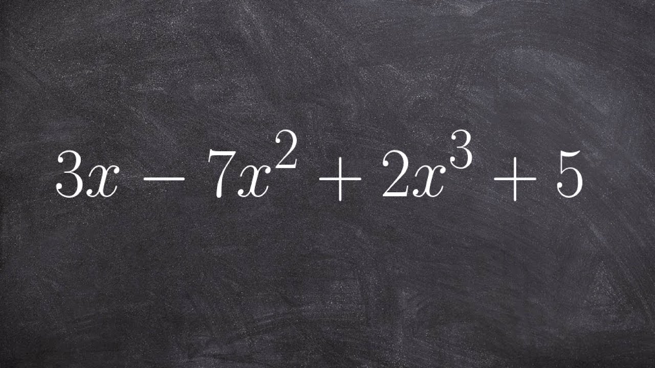 Learn how to reorder a polynomial and determine the degree and leading coefficient
