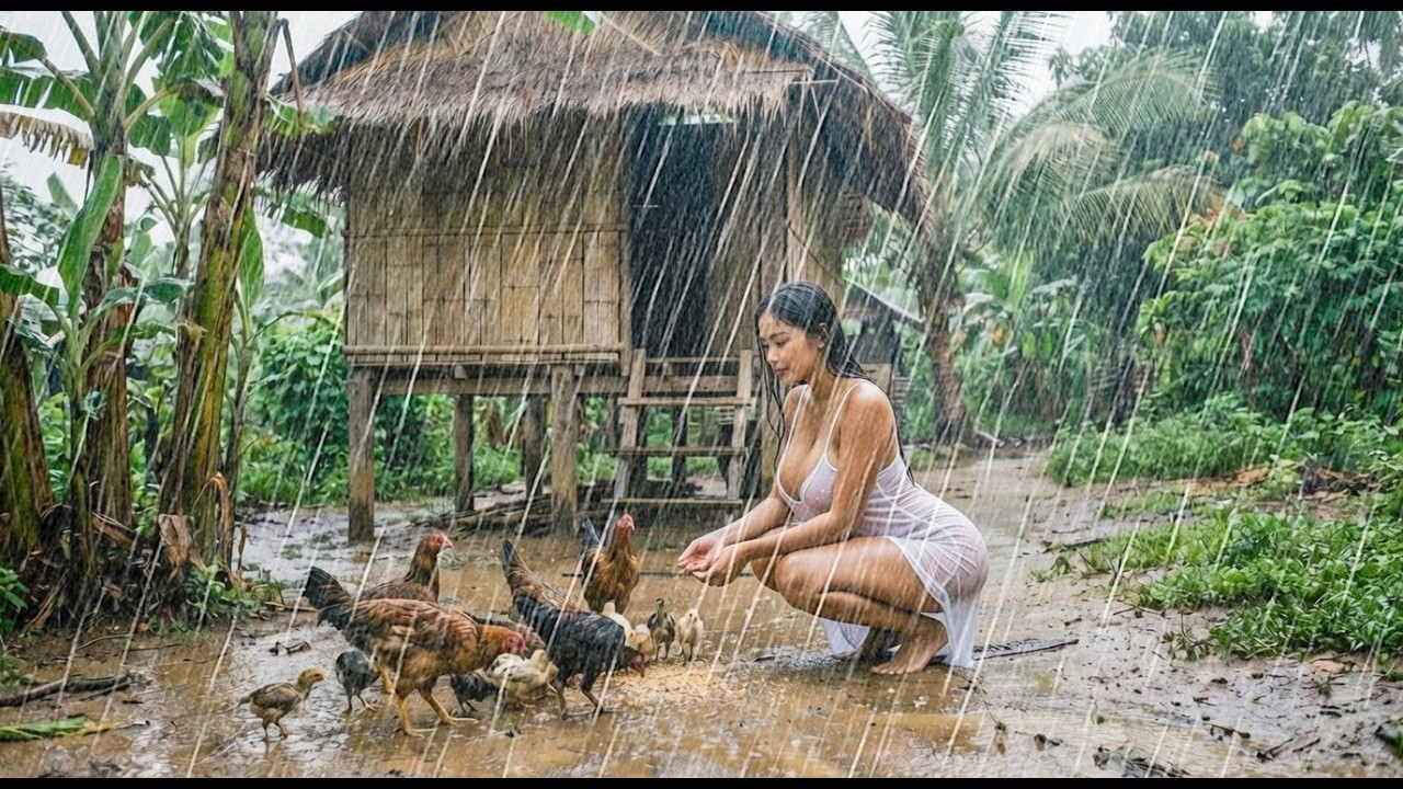 ТЫ МОЖЕШЬ В ЭТОМ СПАТЬ? 🌧️ Сильный дождь и молния в тихой индонезийской деревне⚡ Преодоление бессон