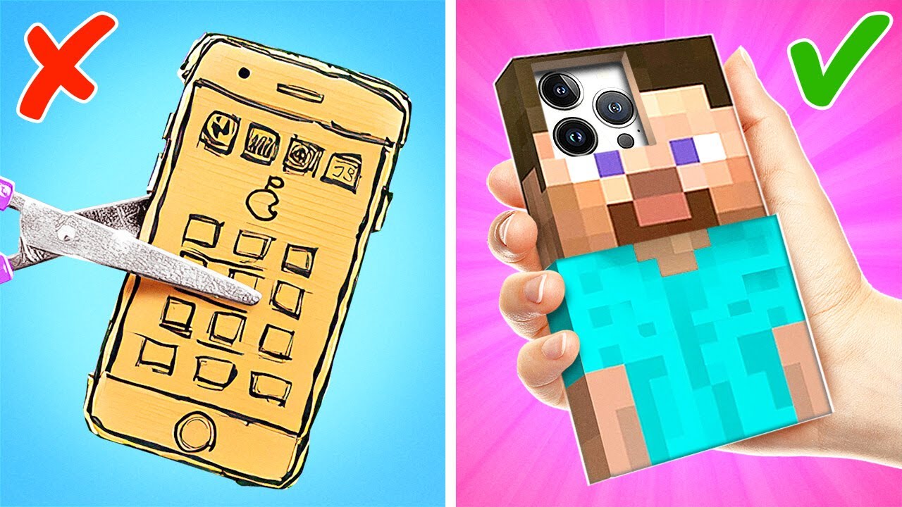 Картонный телефон в стиле Minecraft своими руками! 📱✨Потрясающие поделки из бумаги и картона, кот...