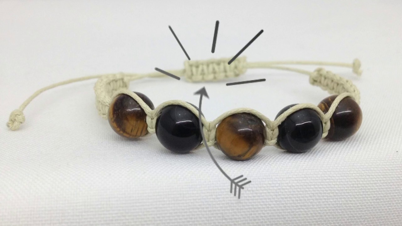 Tigrisszem-Ónix shamballa karkötő készítése otthon! - Tiger Eye-Onyx Shamballa style bracelet DiY