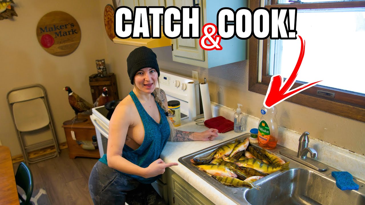 ICE FISHING The CRAZIEST DAY EVER In A DEEP BASIN!!! (Catch and Cook!!)