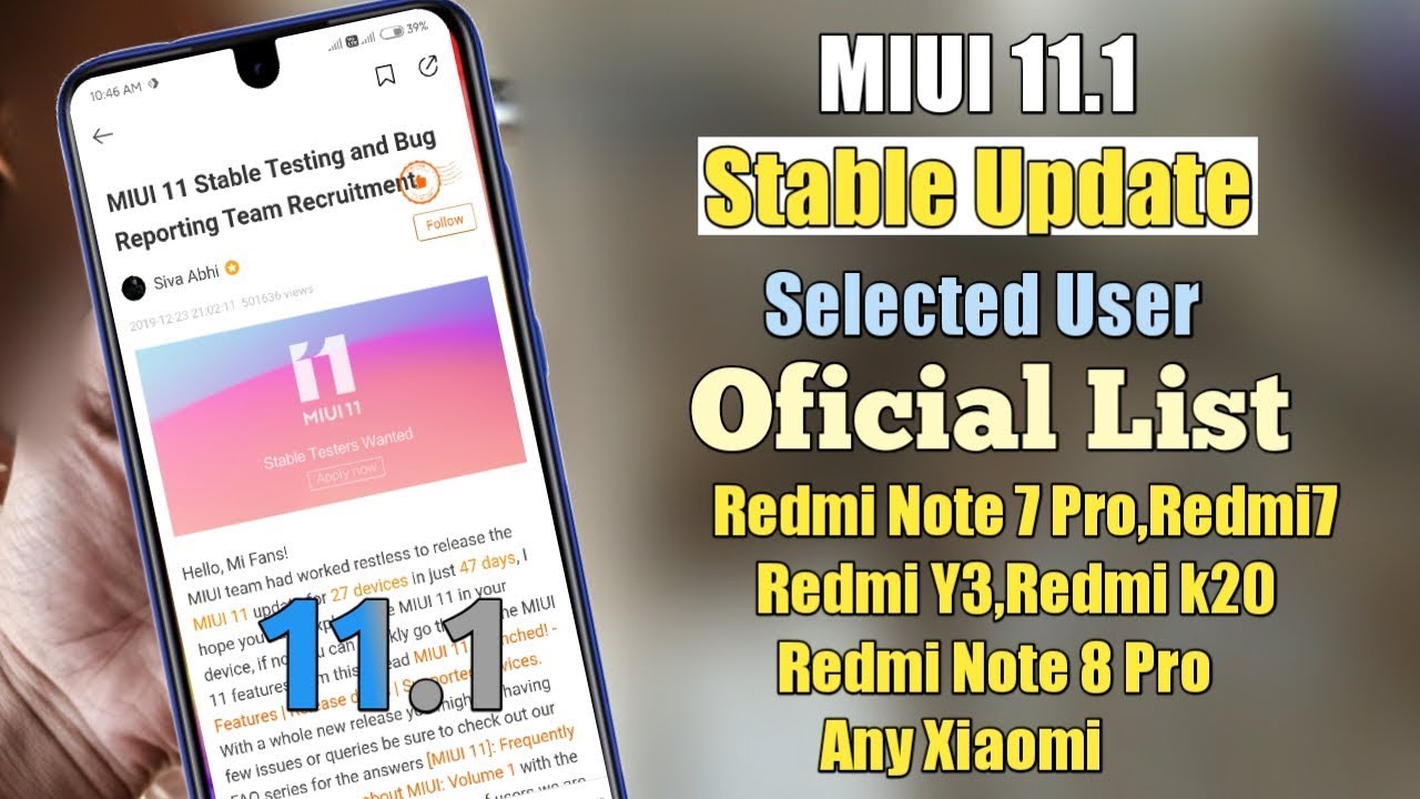 MIUI 11.1 Stable Update Selected User Official List | MIUI 11 Stable Tester