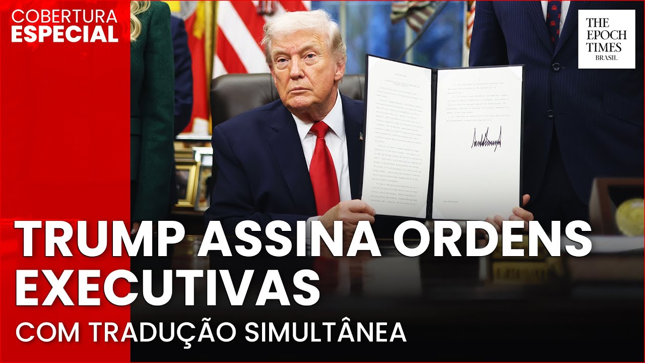 🔴 AGORA: Trump assina ordens executivas, recebe imprensa | Tradução simultânea
