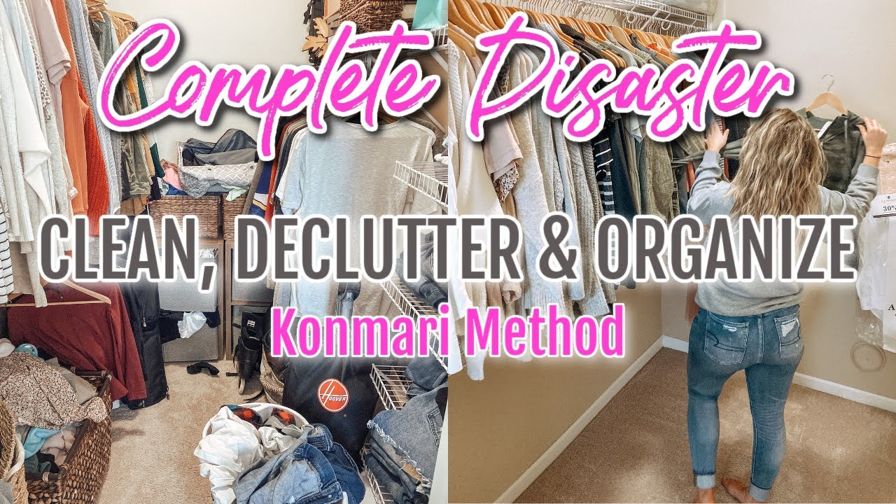 EXTREME CLOSET DECLUTTER | SMALL CLOSET DECLUTTER AND ORGANIZATION | SATISFYING BEFORE & AFTER