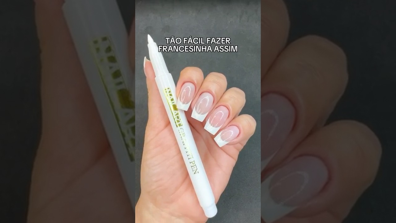 T&atilde;o f&aacute;cil fazer francesinha assim com canetinha 😱 #unhas #unhaslindas #manicure #francesinha