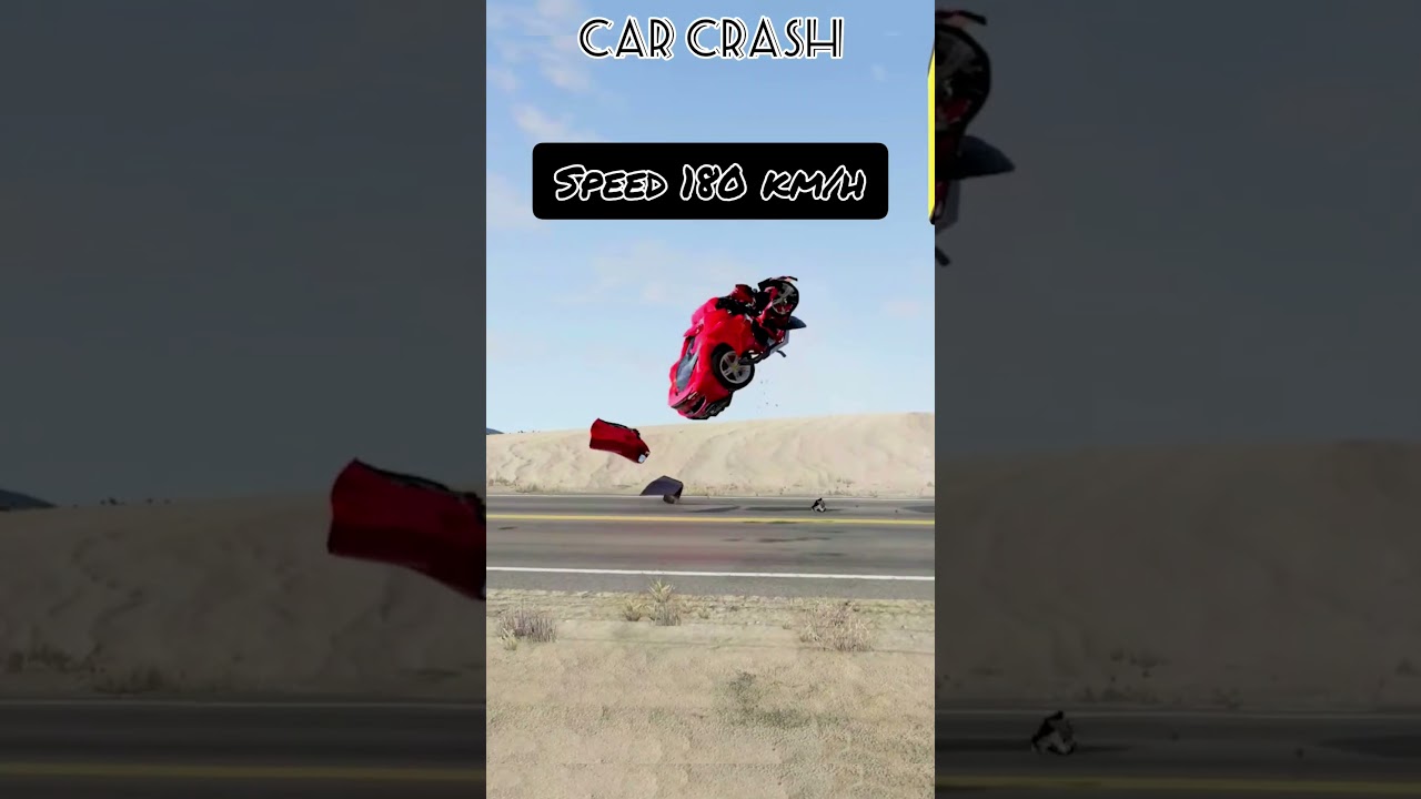 🎬Crash Test Speed 180 km.h (Ferrari 296)✅🎮[BeamNG.Drive] #11 #shorts #beamng #carcrash