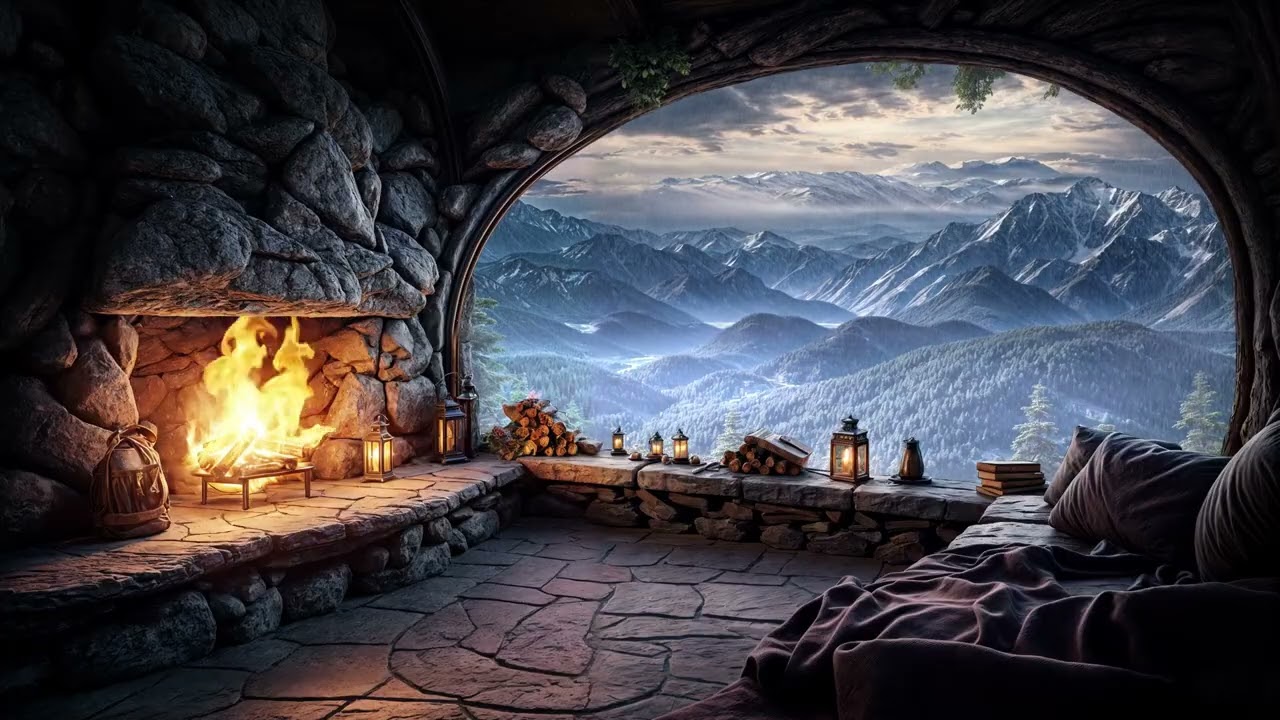 Feu de Chalet en Montagne – Crépitements Apaisants pour Relaxation et Confort (30 min)