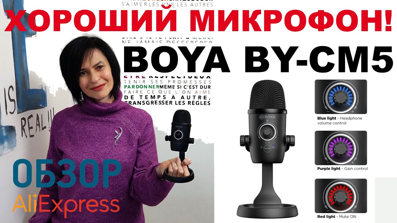 ХОРОШИЙ МИКРОФОН BOYA BY-CM5 с АлиЭкспресс Обзор Тест студийный микрофон для стримов озвучки