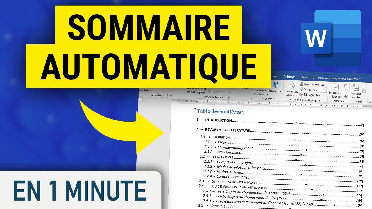 Faire un sommaire automatique facilement sur Word