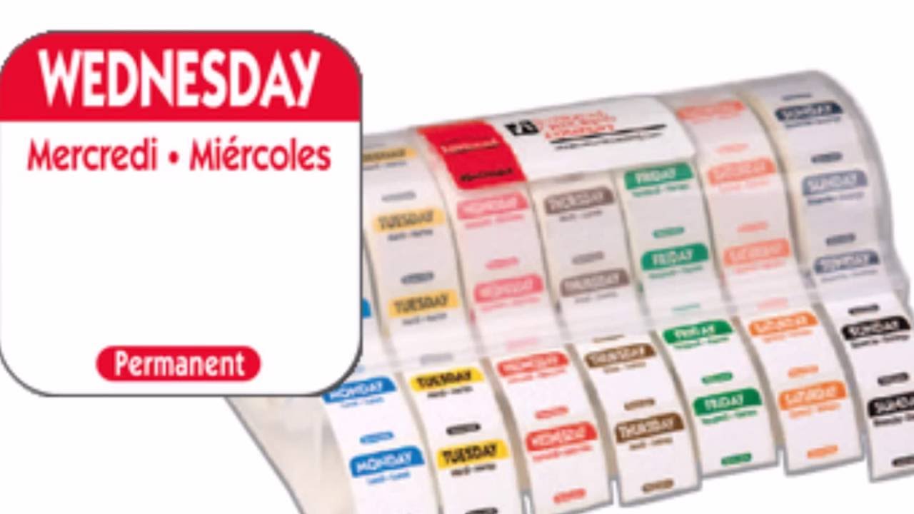 Wednesday One inch DateIt&trade; Food Safety Circle Permanent Food Rotation Labels
