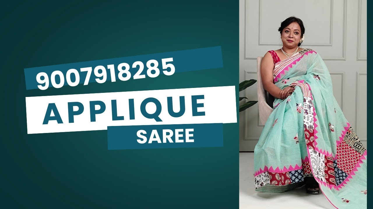 Applique work cotton saree