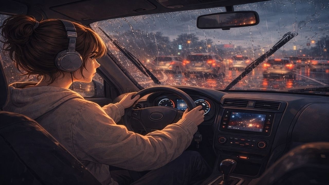 Rainy Night Drive 🚗🌧️ | Calm Lofi Music for Focus, Study & Relaxation