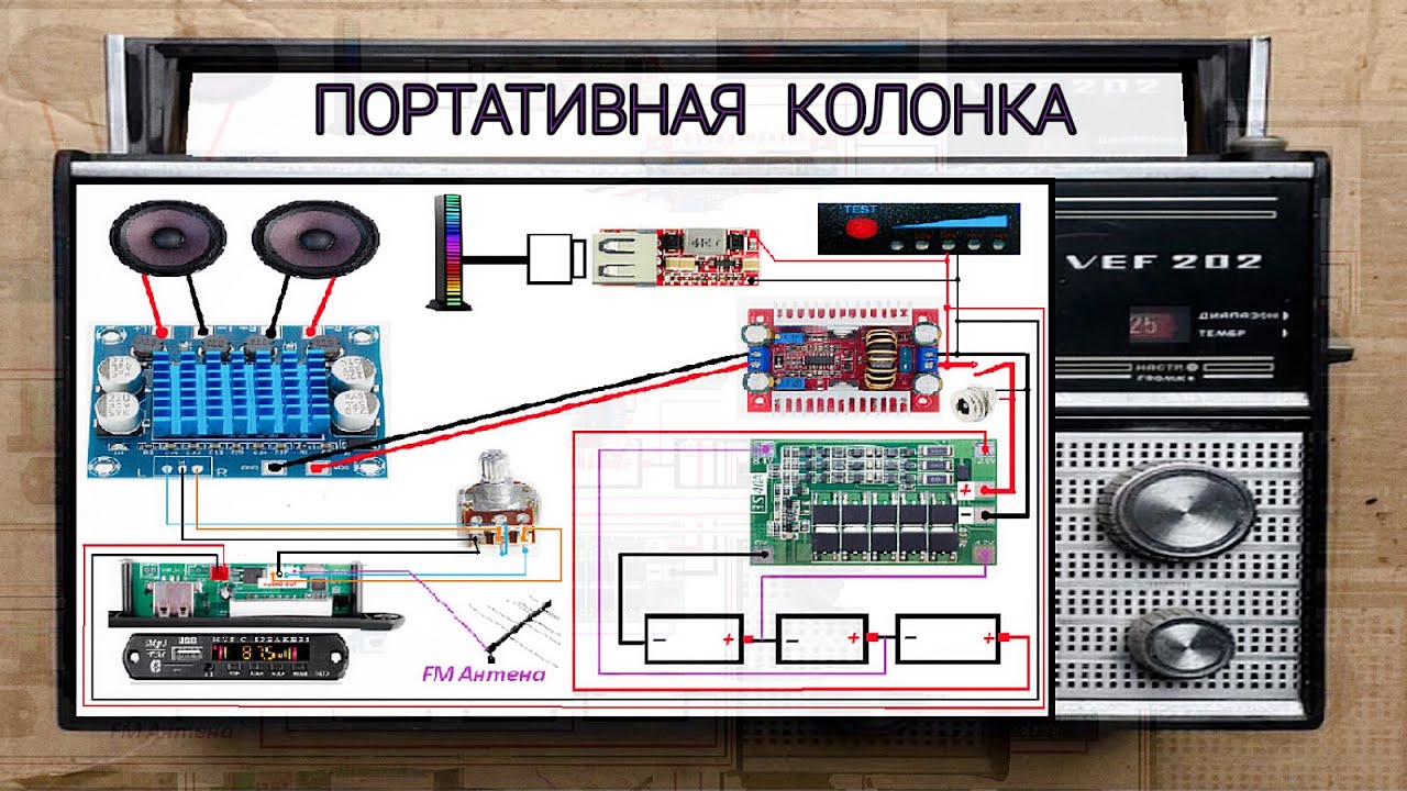 Портативная СТЕРЕО колонка из полувекового приемника VEF-202