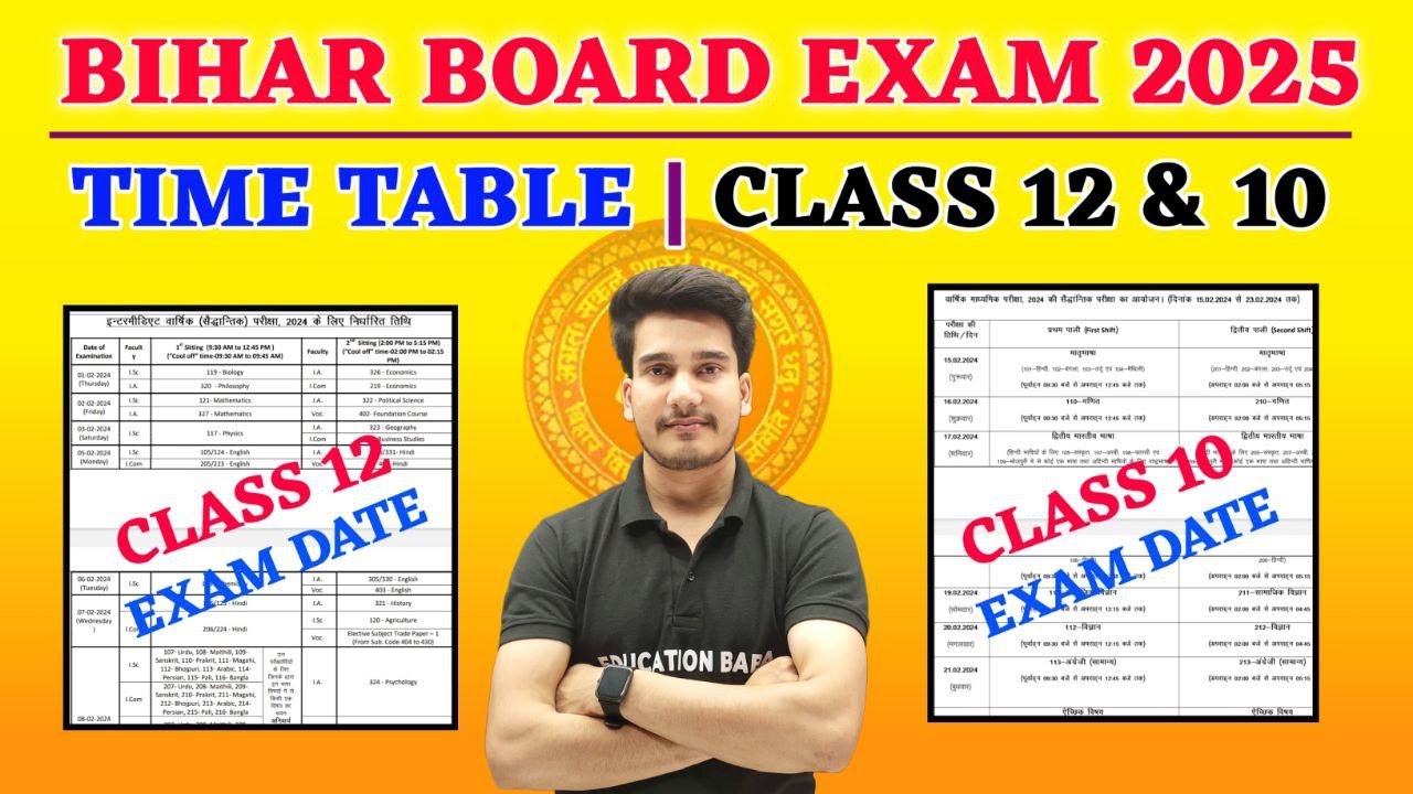 Bihar Board Exam Date 2025 Class 12 & Class 10 | Bihar Board 12th Time Table 2025 | Education Baba