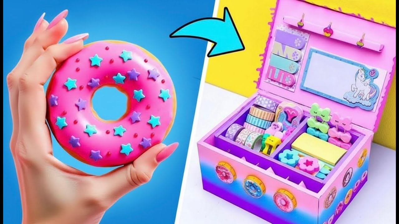 🍩✨ Meja Rapi Seketika! DIY Organizer Donat Kode Rahasia 🌈🔐