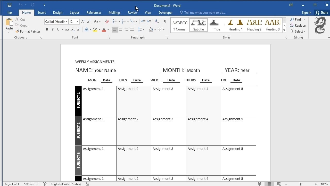 How to Create a Planner in  Word