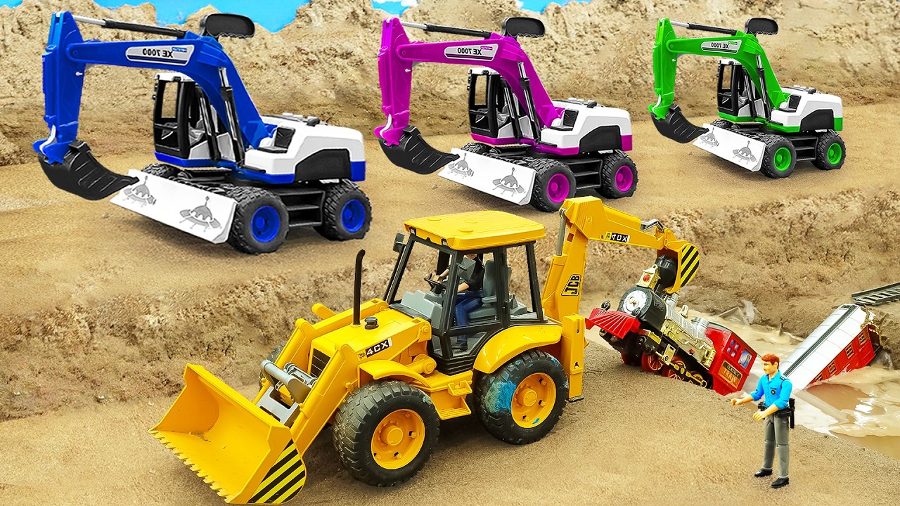 Excavator and Crane Truck Rescue! Loading Heavy Coils & Toy Truck Accident