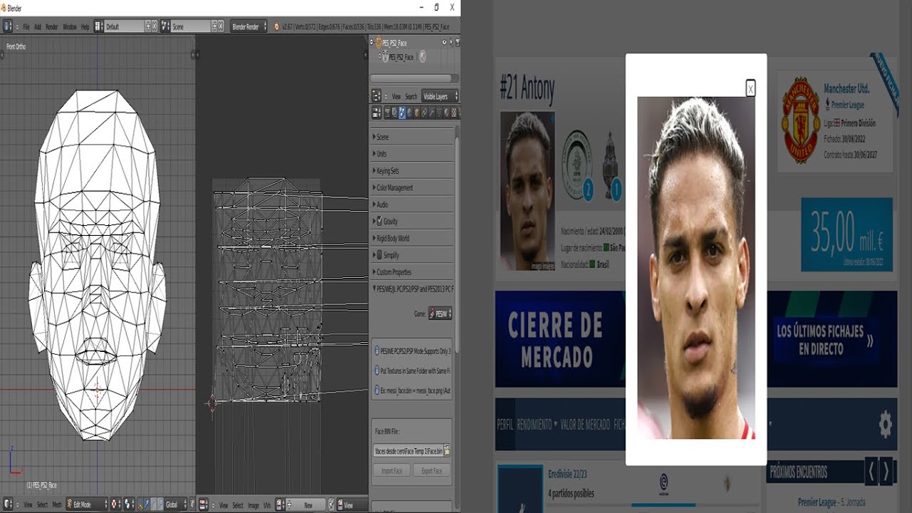 COMO HACER UNA FACE CON BLENDER - PES 2014 PS2
