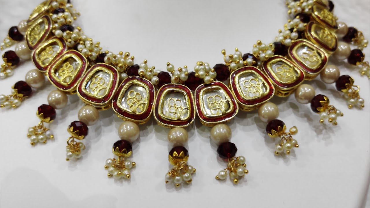 Designer Jewellery Making at Home / Kundan jewellery making idea DIY/ Kudan necklace