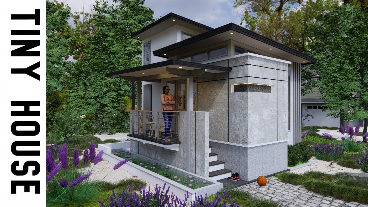 Totally in love with this tiny house! Minimalist small house  with mezzanine