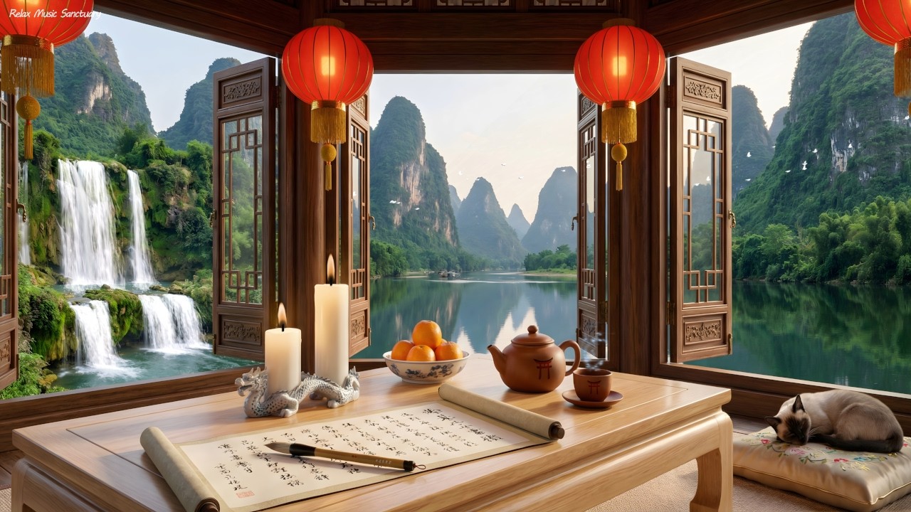 China Emerald Mountains Sanctuary 🏮 Peaceful Music in an Imperial Pavilion [1 Hour]