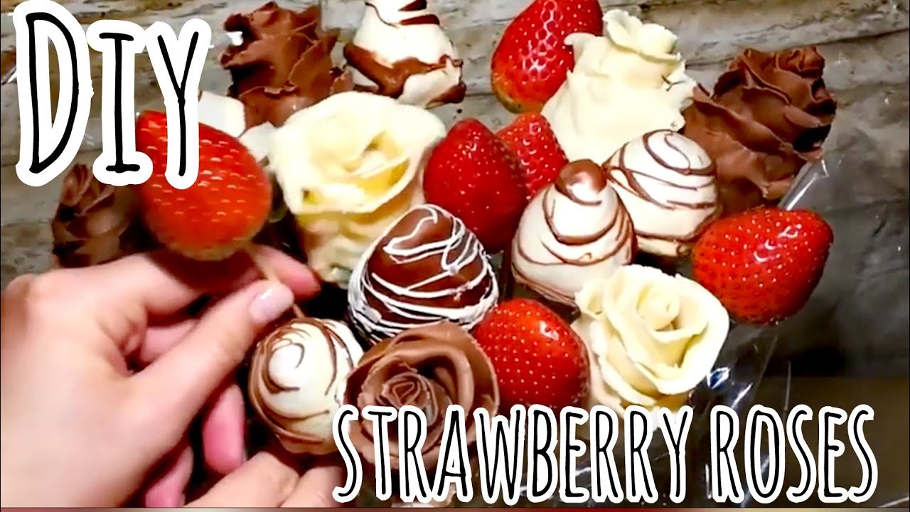 DIY Valentine´s Day chocolate strawberry roses / Valentinstag Idee Schoko Erdbeer Rosen