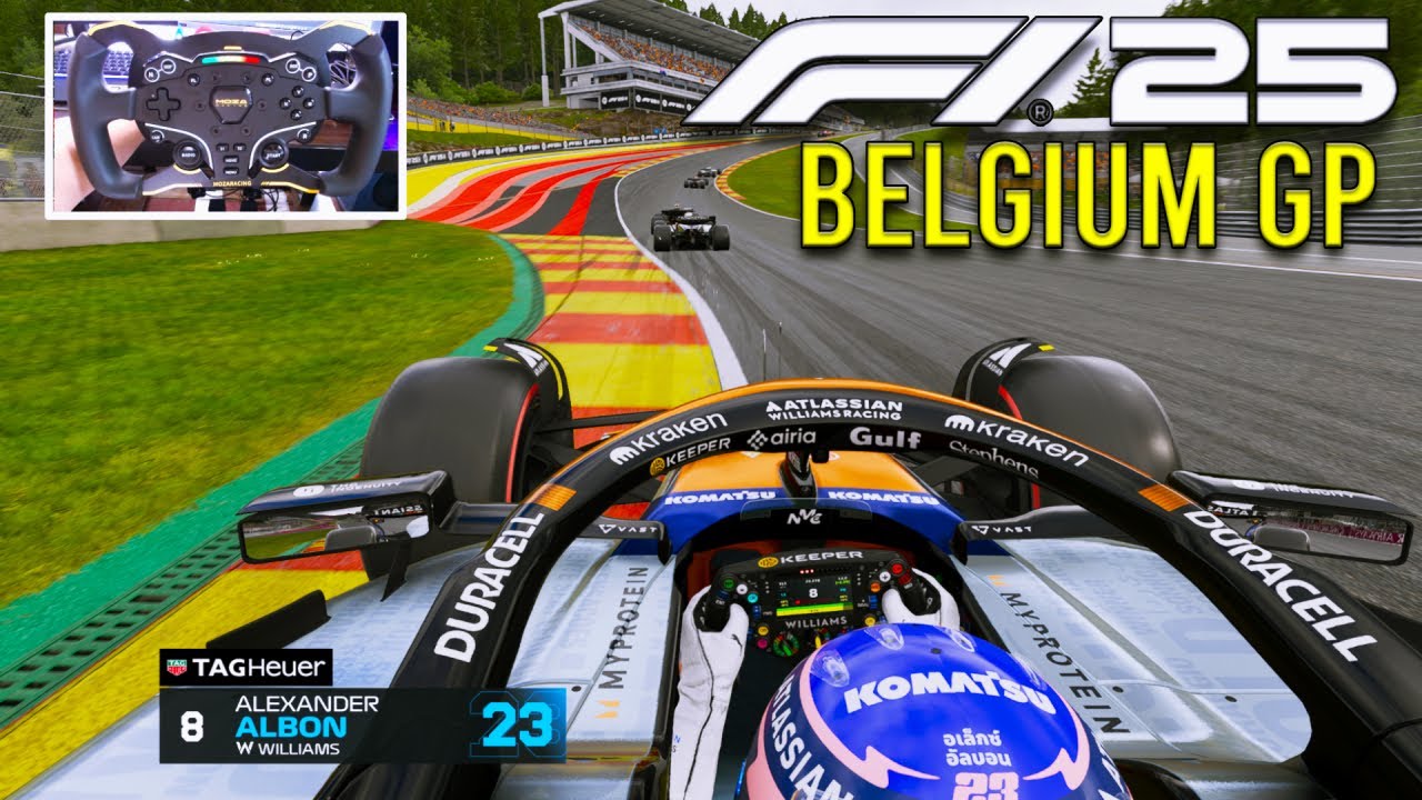 Alex Albon's Williams Racing FW47 – 2025 Belgium Grand Prix  (25% Race) | F1 25 Realistic MOD HUD