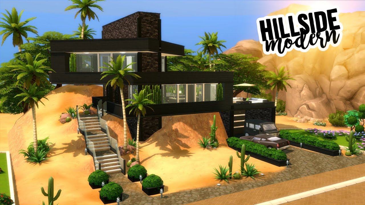 MODERN HILLSIDE HOUSE (with terrain tools) | The Sims 4 Speed Build
