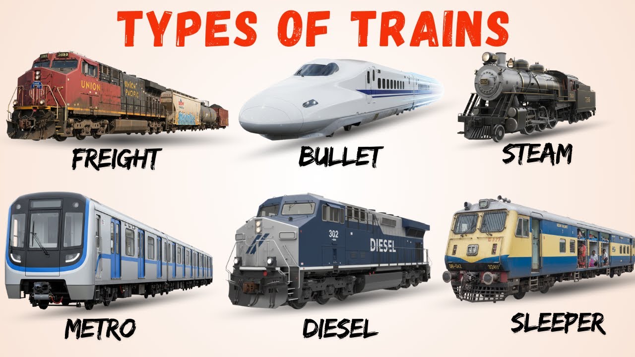 Learn Train Names in English for Kids  Types of Trains  Railway Transport 