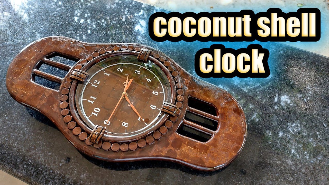 how to make coconut shell clock /coconut shell craft// hand made craft ideas