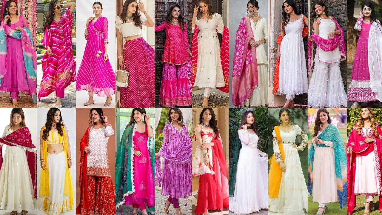 Holi dress 2025/Holi Outfits 2025/white salwar suit designs 2025White Colour Combination Dress Ideas