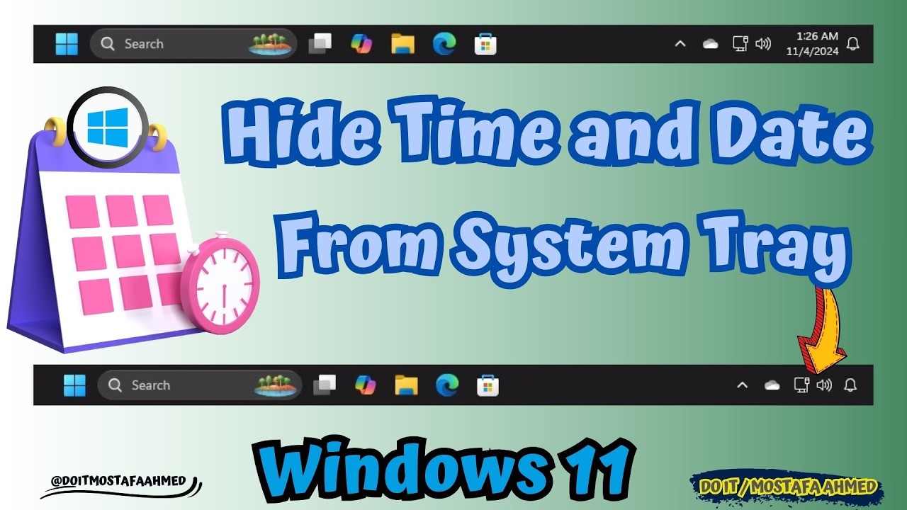 Remove Time and Date from Taskbar in Windows 11✨