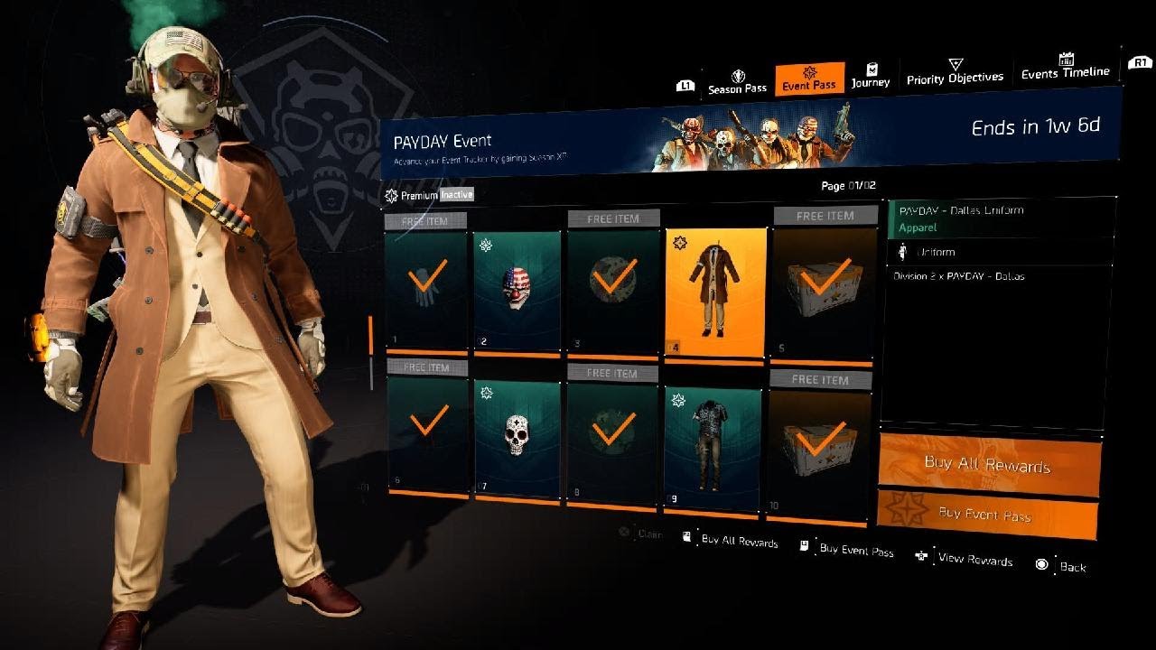 The Division 2 Payday event Rewards unlock