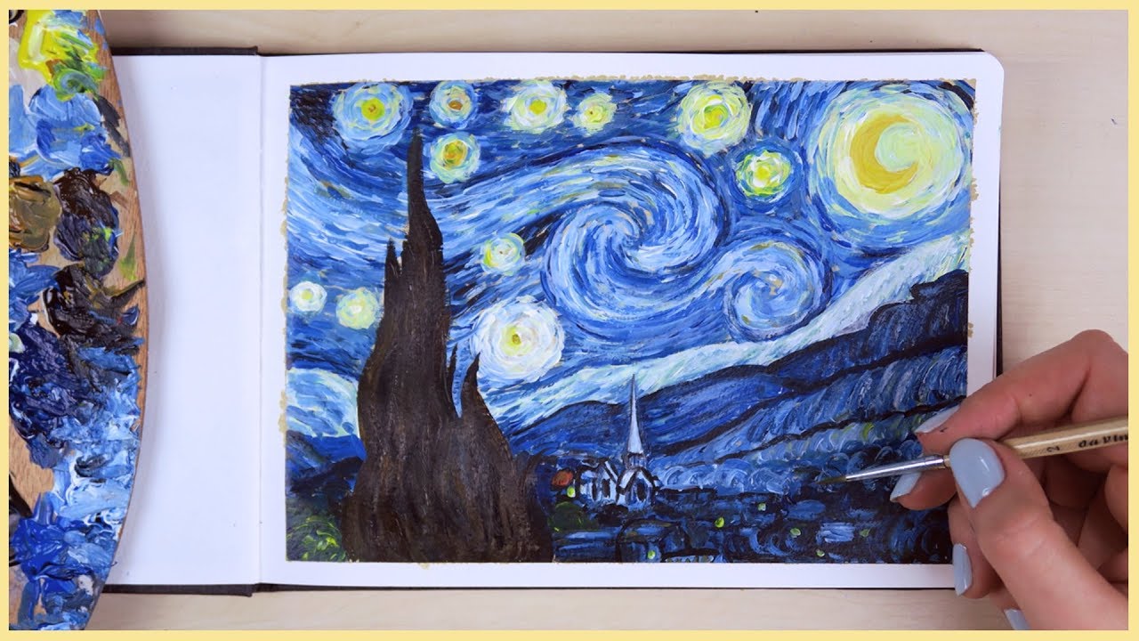 Как нарисовать звёздную ночь акриловой краской шаг за шагом | Art Journal, четверг, выпуск 24