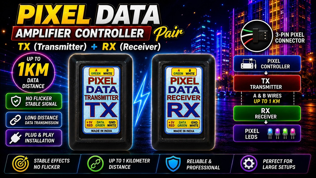 Pixel Data Amplifier Pair || भेजे 1 K.M तक Pixel Data Without Flicker || World Electronics