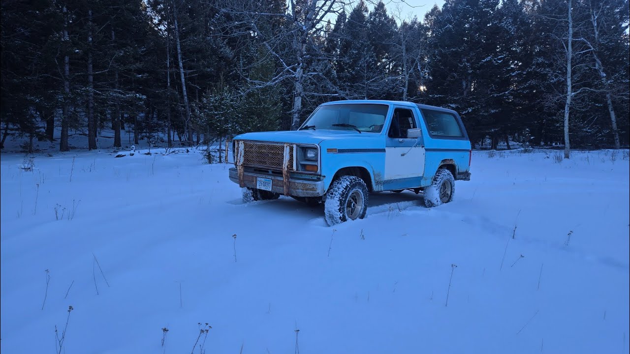 Bullnose ford bronco 300 6 2bbl and efi manifolds first test drive in the montanawith border collie 