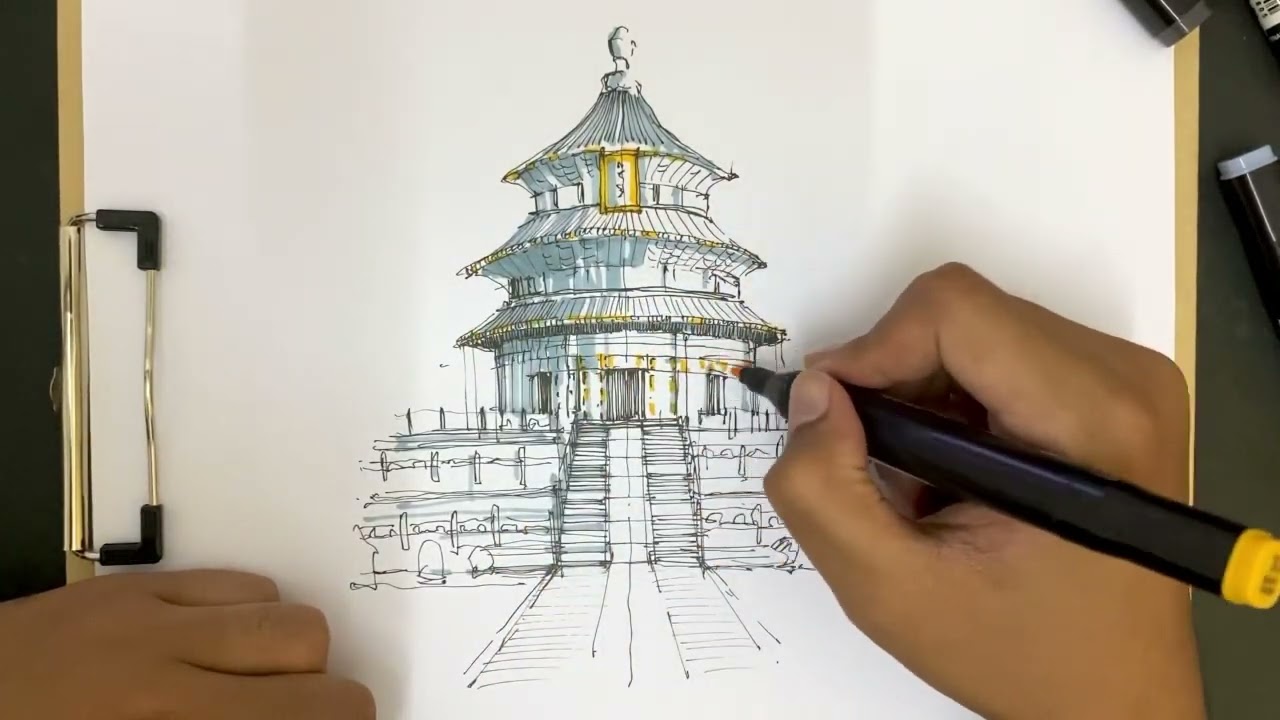 How to Draw the Temple of Heaven | Urban Sketching tutorial