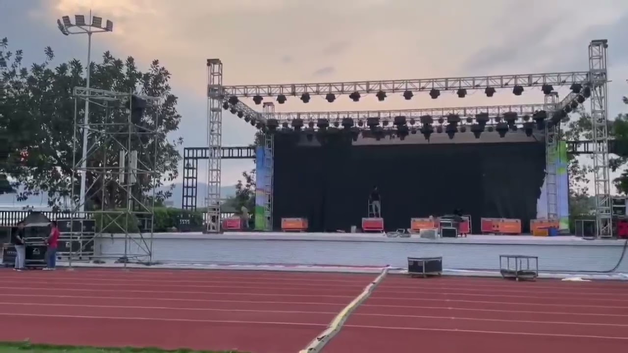Stage lighting truss system for school events used