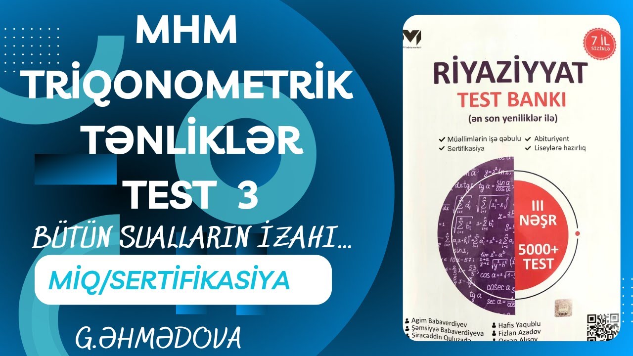 MHM Triqonometrik tənliklər Test 3 #miq #sertifikasiya @gunayehmedovariyaziyyat