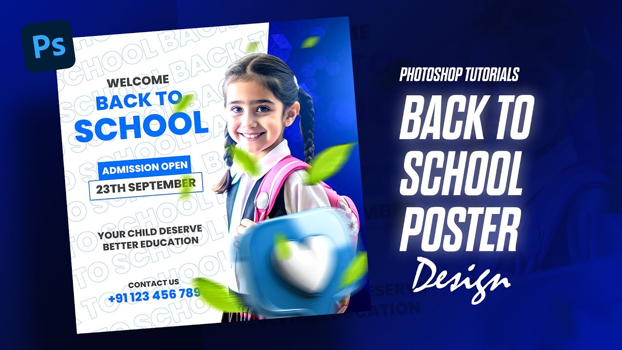 Made EASY School Poster Design in photoshop for Beginners!