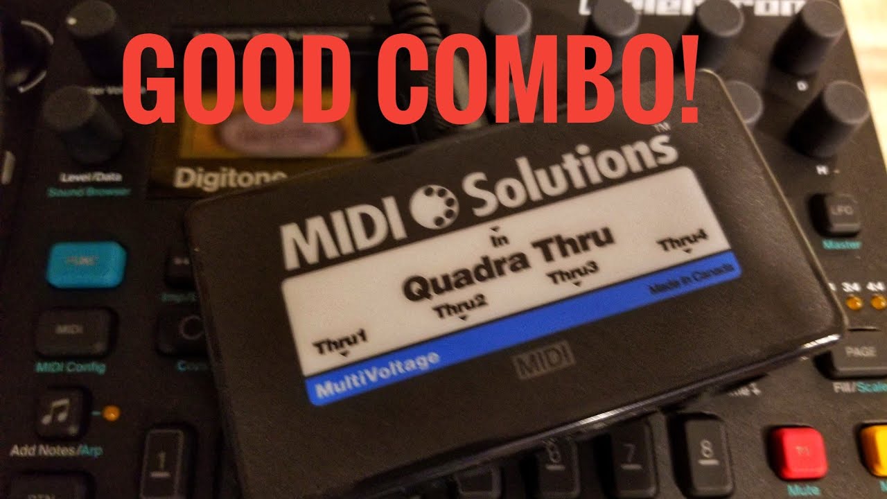 MIDI Solutions Quadra, is a great way to connect your gear to the Digitone's MIDI tracks