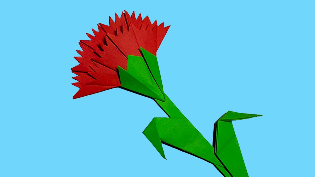 Гвоздика из бумаги. Поделки на 9 мая. Цветы из бумаги. Как сделать гвоздику. Paper Flower