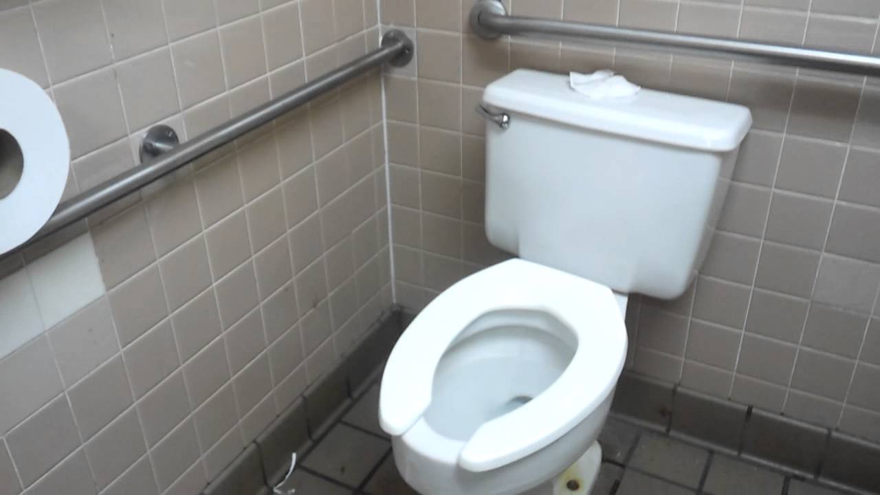 Bathroom Tour: American Standard Toilet and tall Urinal Hardees DIRTY BATHROOM
