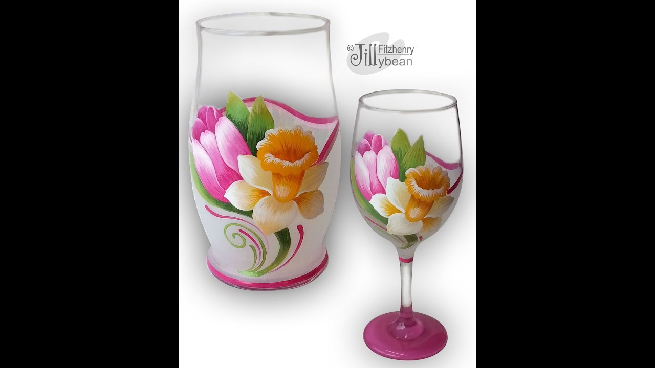 Painting On Glass Tutorial - Jillybean Fitzhenry painting with DecoArt Gloss Enamels on Glass
