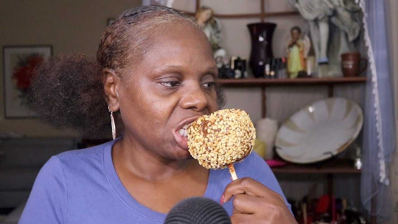 Peanut Caramel Apple ASMR Eating Sounds