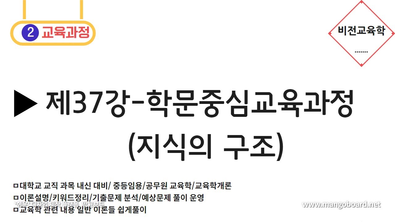 [비전교육학]★교육과정★-제37강 학문중심교육과정(지식의 구조)