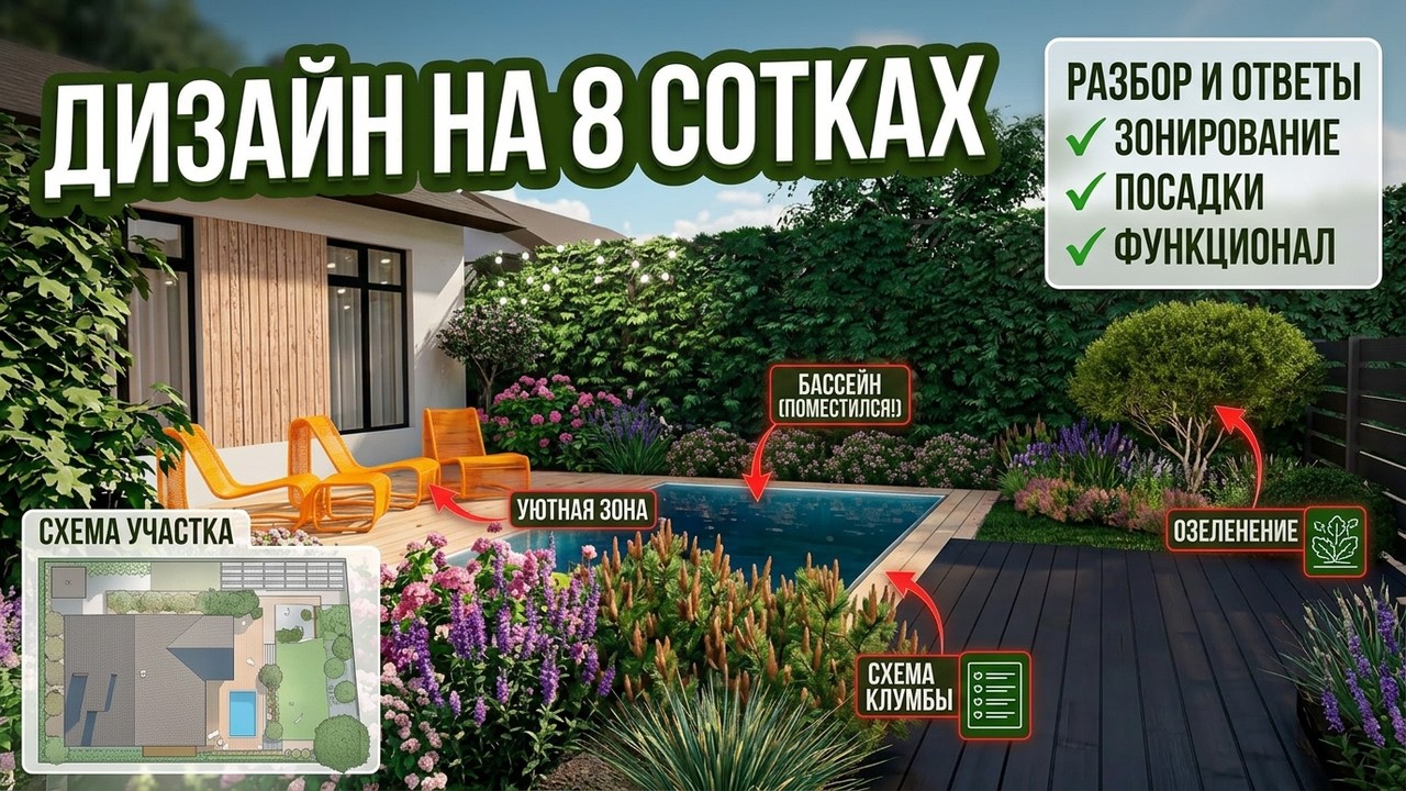 Разбор ландшафтного проекта 8 соток // Что разместить на небольшом участке?
